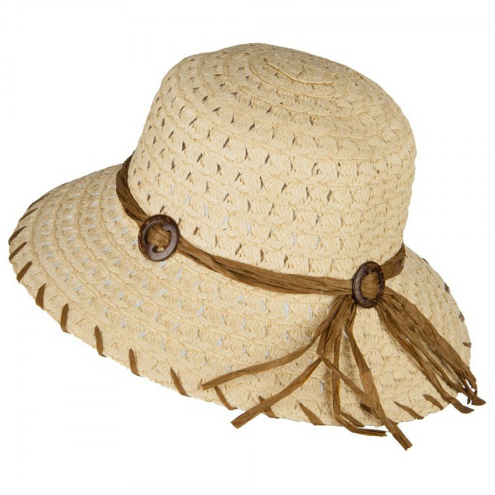 China Fashion Women's Coconut Buckle Straw Paper Bucket Sun Hat