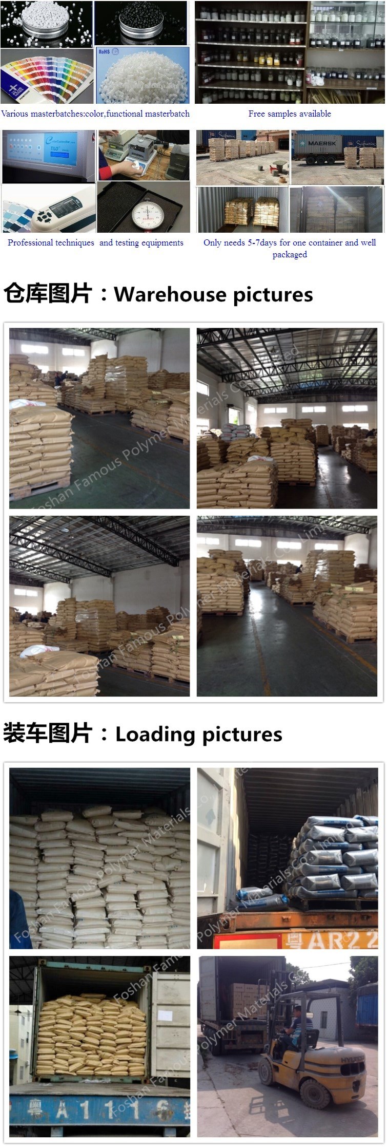 Hot Sale CaCO3 Filler Masterbatch for Blowing Films, PP Yarn, Woven Sacks