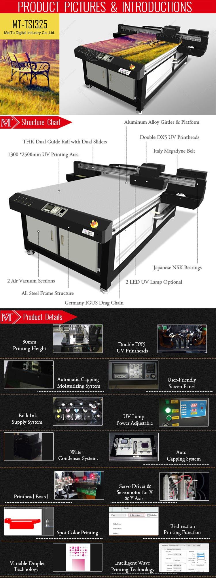 Large Format Plotter Inkjet Printer 3D UV Flatbed Printer Dx5 Heads 1440dpi Resolution Card Printer