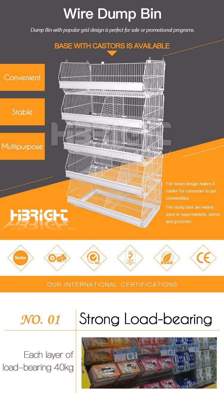 Floor Wire Mesh Standing 5 Basket Stacking Rack