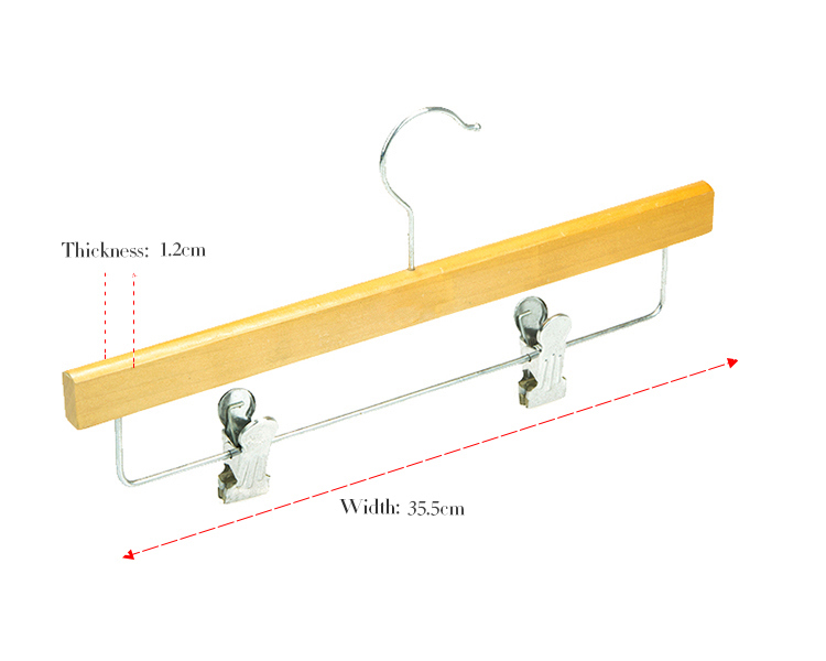 Natural Wooden Hanger for Pants / Trousers / Skirt with Metal Clips (YLWP-b7)