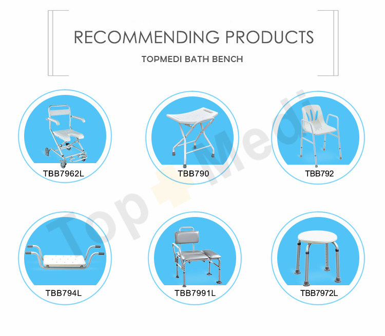 Folding U Shape Seat Bath Shower Chair with Wheels for Handicapped and Elderly People
