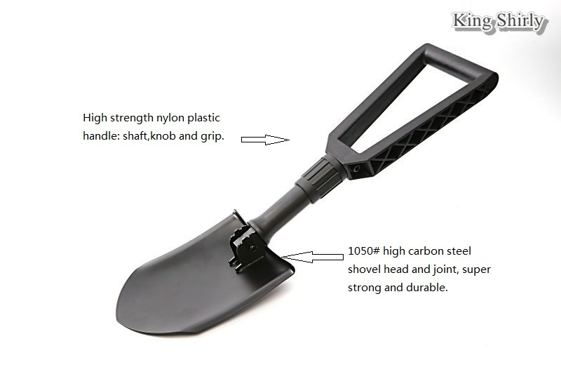 High Carbon Steel Folding Shovel Comfortable Fiberglass Grip for Garden Camping