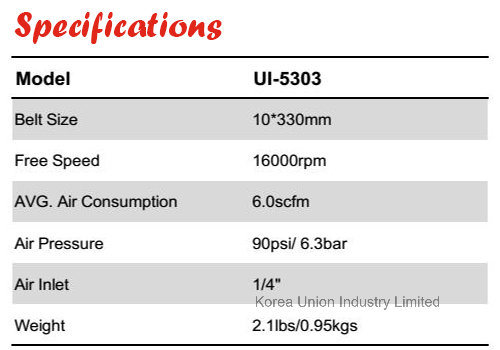 10*330mm Long Reach Automotive Air Pneumatic Belt Sander Ui-5303