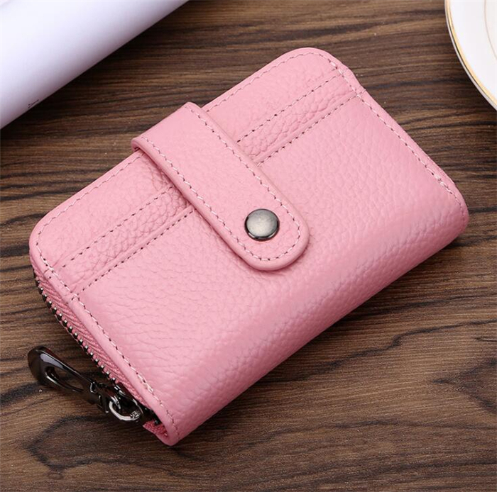 Fashion Genuine Leather Card Holder Lady Wallet, High Quality Woman Zipper Purse Wallet Wholesale
