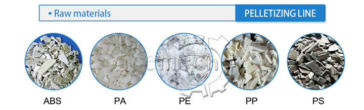 Crushed Solid Plastic Flakes PP PE Recycling Single Screw Extruder