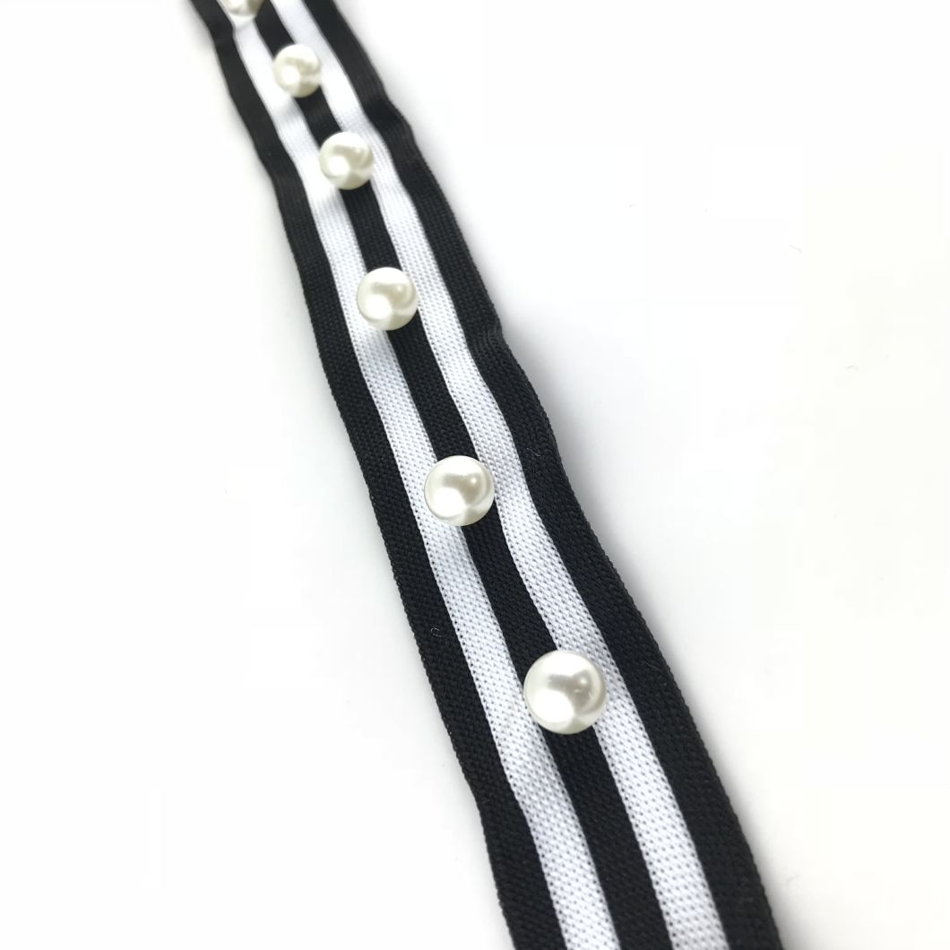 Latest Hot Sale Knitted Bead Webbing Elastic Ribbon