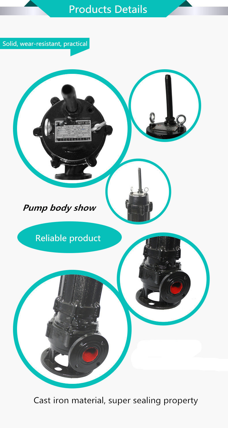 Wq Series Cast Iron Vertical Inline Centrifugal Electric Non-Clog Submersible Sewage Pump