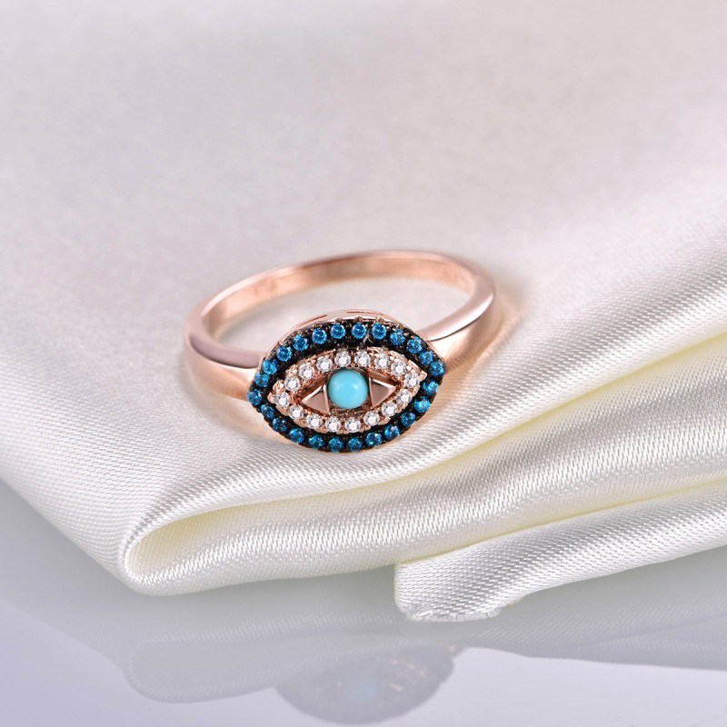 2018 Hot Sale Silver Jewelry Multi-Color Evil Eye Ring