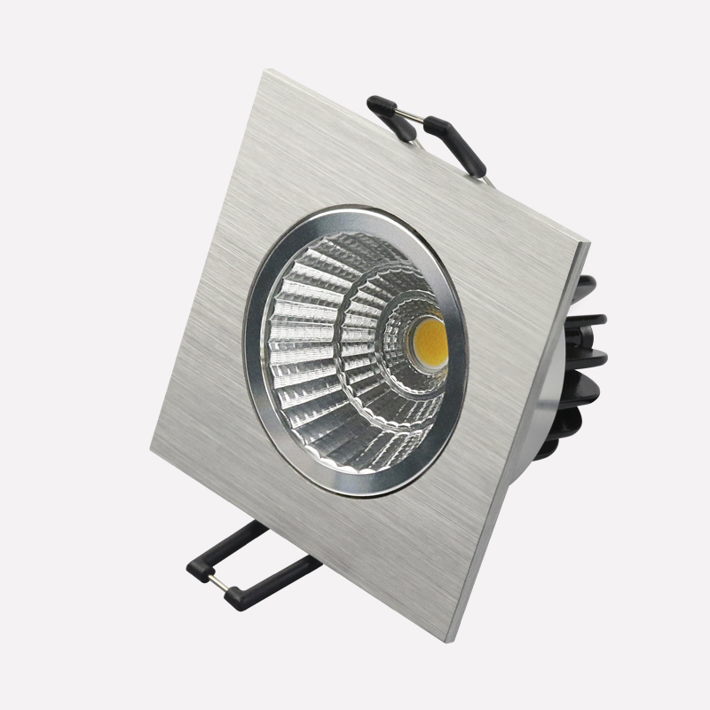 Sliver Brushed Square Recessed Dimmable COB LED Downlight 7W