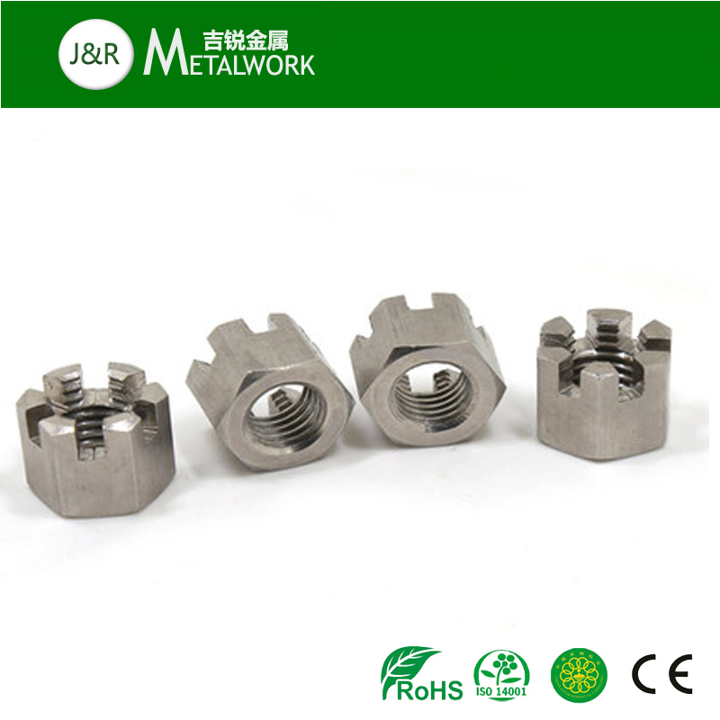 A2 A4 Stainless Steel SS304 Ss316 Hex Slotted Castle Nut (DIN935)