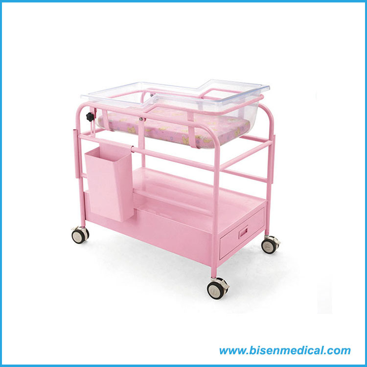 BS-Xf605 Top Selling Luxury Hospital Baby Trolley New Born Baby Trolley with Height Adjustable and Wheel