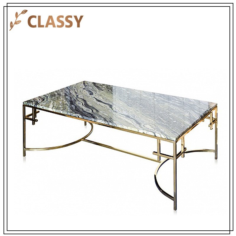 Top Marble Gold Stainless Steel Frame Dining Table