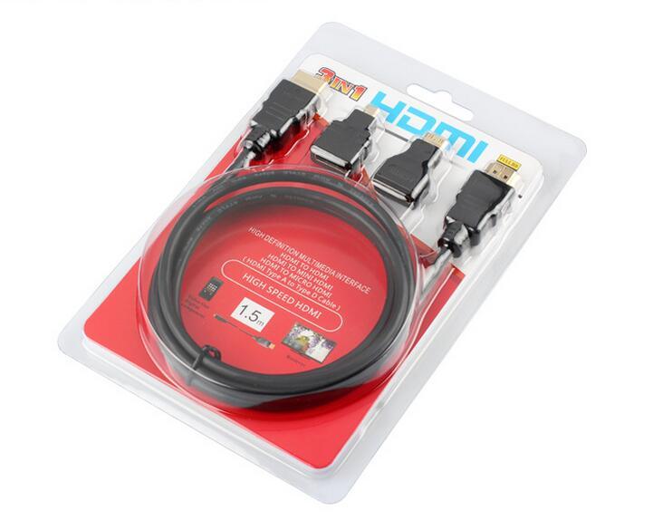 HDMI to HDMI/Mini HDMI/Micro HDMI Cable 3 in 1 Kit Cable