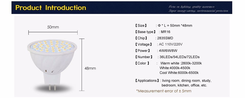 GU10/MR16 High Power Spotlingt E27 Energy Saving LED Lamp with Pin