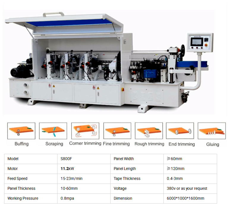 S800f Model Automatic Edge Bander Machine Woodworking Tool