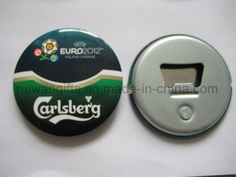 58mm Cheap Round Tin Button Beer Bottle Opener with Fridge Magnet