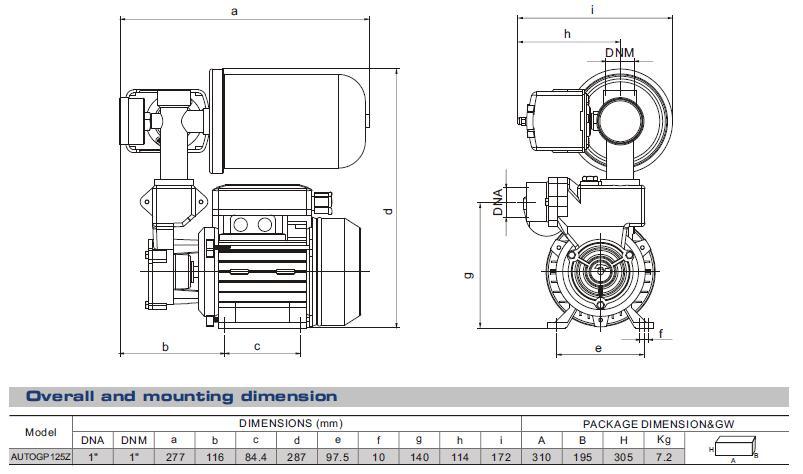 0.5HP/370W Vortex Pump (GP125) , Self-Priming Water Pump