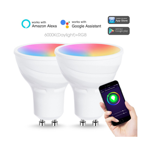 RGB+Daylight Dimmable LED Smart Light Bulb GU10 LED Spotlight Work with Alexa