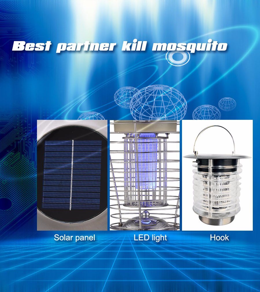 Garden Solar+ Power Bug Zapper Insect Repellent Mosquito Killer Lamp