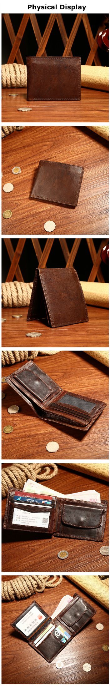 Crazy Horse Leather Retro Men Wallet with Coin Purse