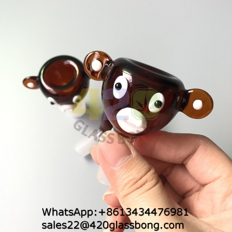 Animal Cartoon Monkey Glass Bowls Adapter for Smoking Water Pipes