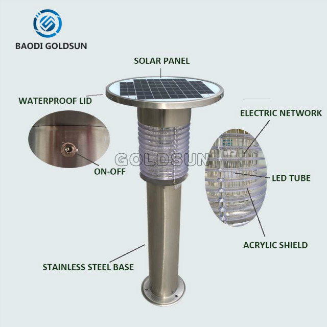 Eco-Frinedly Stainless Steel Solar Mosquito Killer LED Light