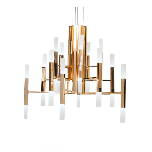 Contemporary Gold Glossy Indoor LED Pendant Lights Lamp Lighting Chandelier in 24-Lights, 24W, 3000k, for Living Room