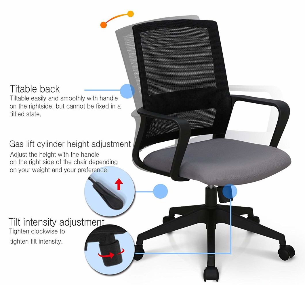 Ergonomic Lumbar Support Swivel Midback Staff Mesh Chair (LS-07)