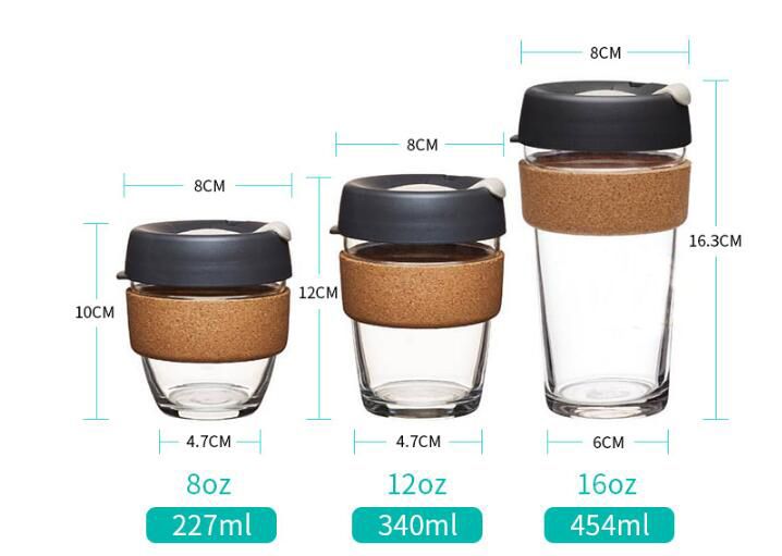 Austrtalia Popular Travel Glass Coffee Mug Portable Glass Cup with Silicone Lid