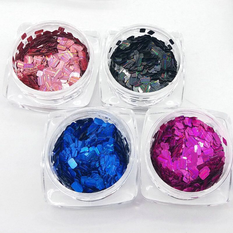 Oblong Laser Glitter for Nail Art and Nail Beauty Pearl Color Series 12 Colors Kg Packing