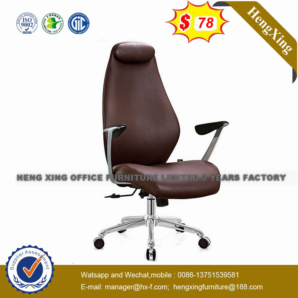 Stainless Steel Metal Base Arms Executive Leather Office Chair (HX-AC066A)