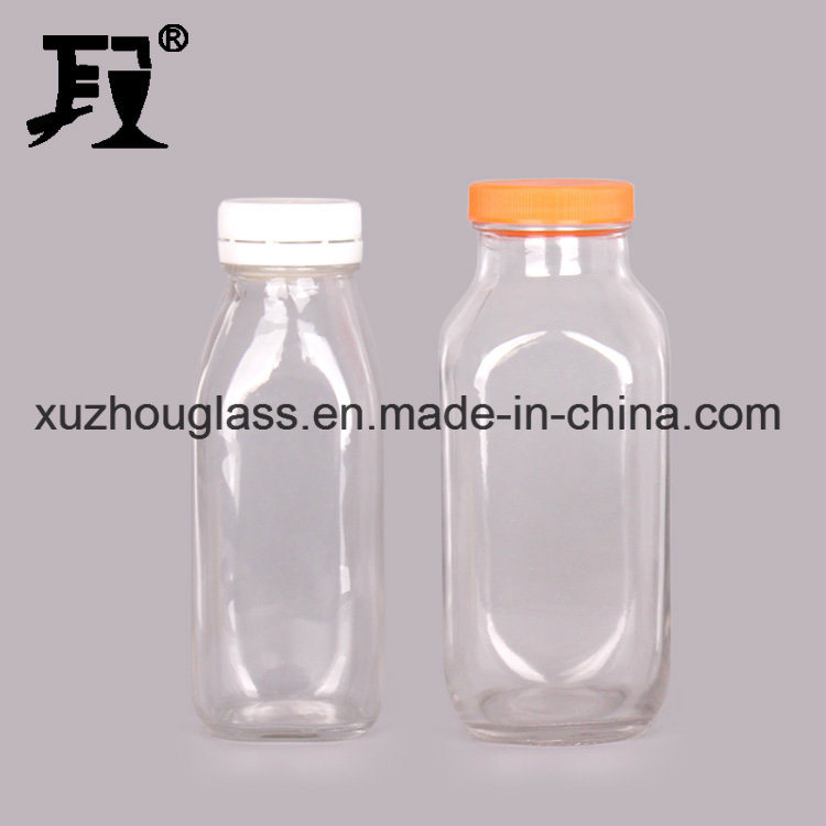 300ml High Quality Glass Milk Bottles with Engraved Cow