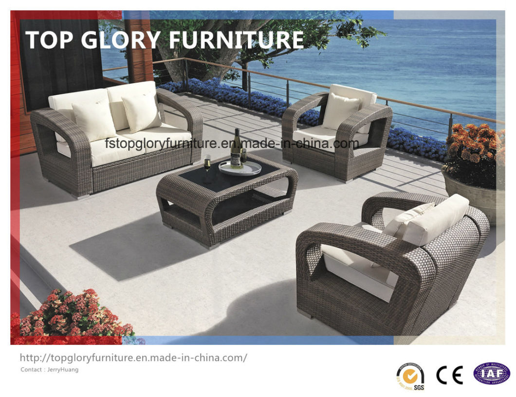 PE Rattan & Aluminum Furniture, Outdoor Rattan Sofa (TG-025)