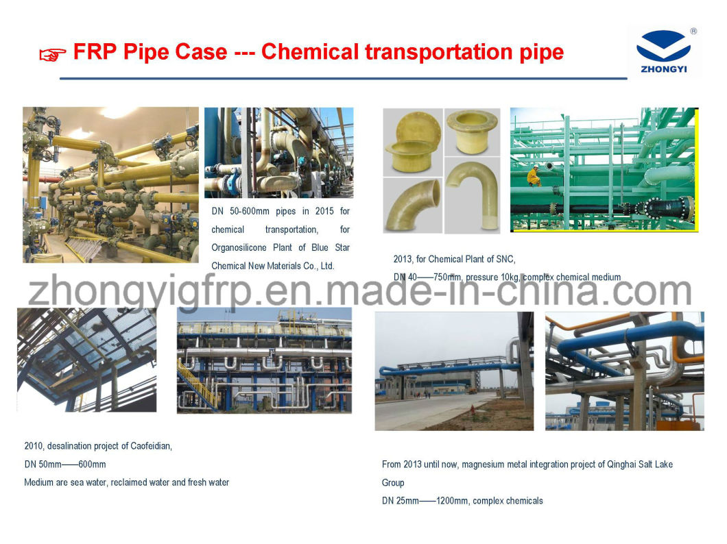High Pressure Anti Corrosion Fiberglass GRP FRP Pipe
