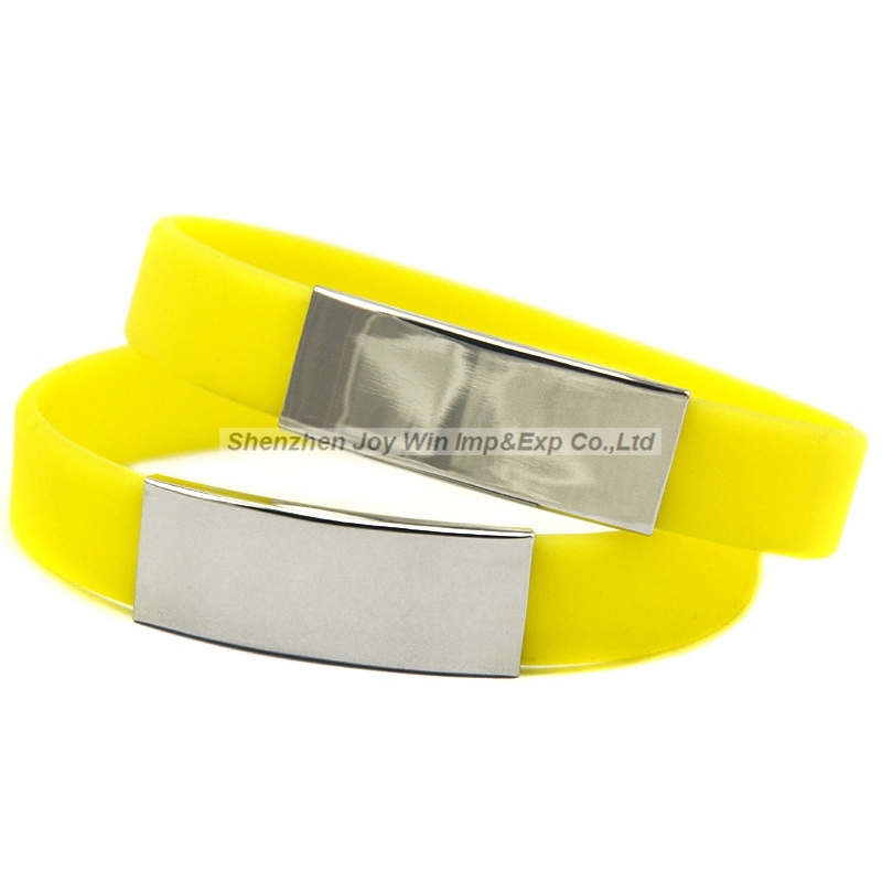 Promotional Customized Logo Bangle Metal Silicone Bracelets