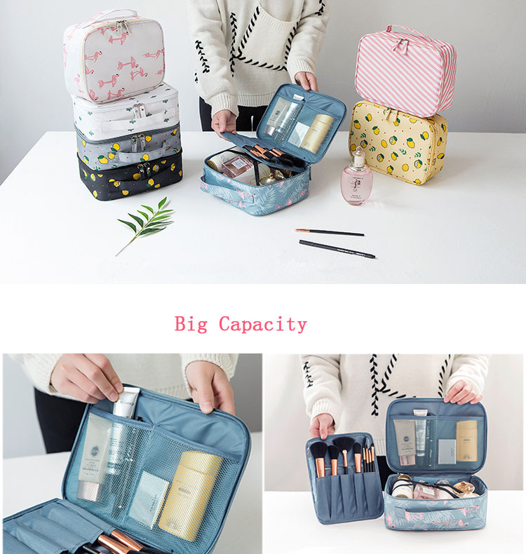 Large Fashion Makeup Travel Cosmetic Case Toiletry Bag with Zipper