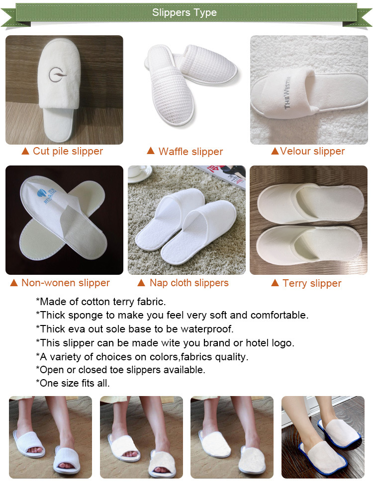 30*11cm 5mm EVA White Towel Open Toe Coral Fleece with Printed Men Hotel Slipper to Africa