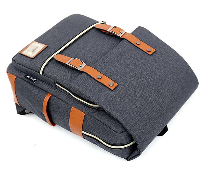 Japanese Style Custom Grey Canvas Leisure Laptop School Backpack