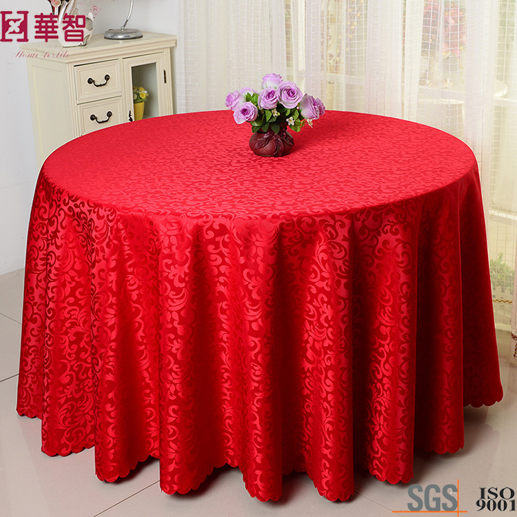 Pink Color Jacuqard Tablecloth for Home and Hotel Use