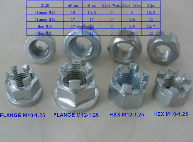 Motorcycle Slot Nut for Axle Front / Rear Wheel