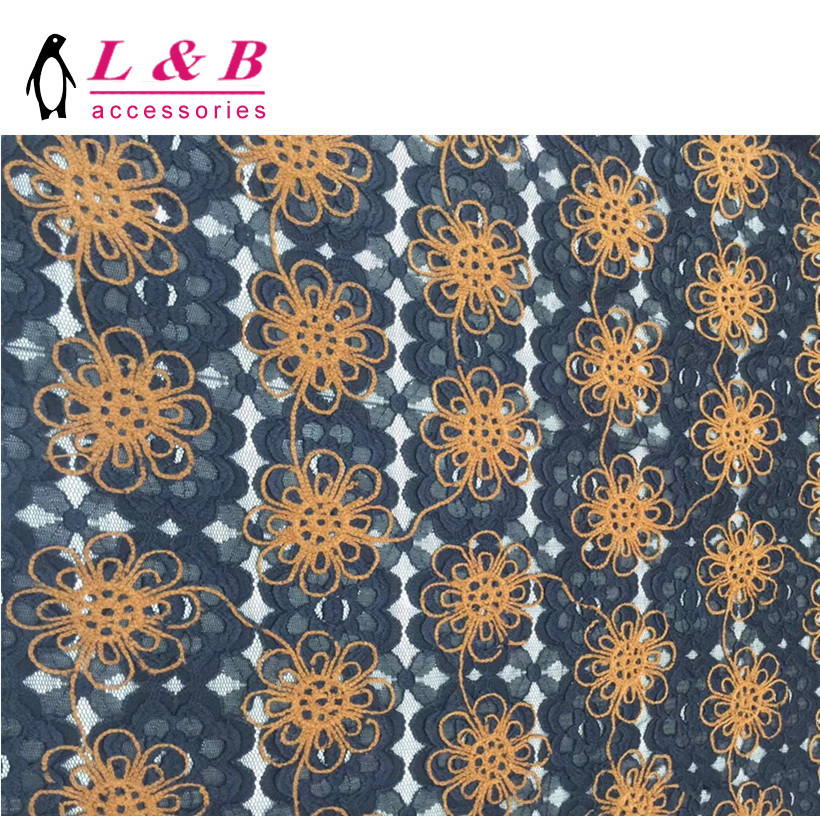 New Design Fashion Elastic Nylon Lace Flower Fabric