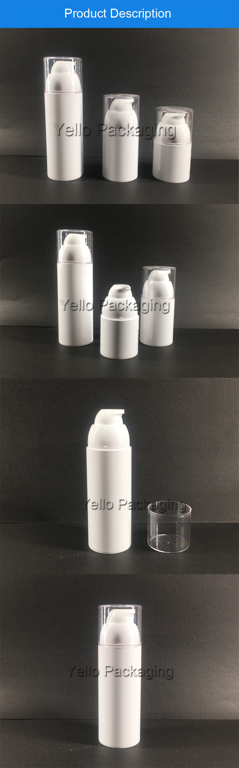 100ml Cosmetic Packaging White Lotion Container Airless Pump Pet Plastic Bottles