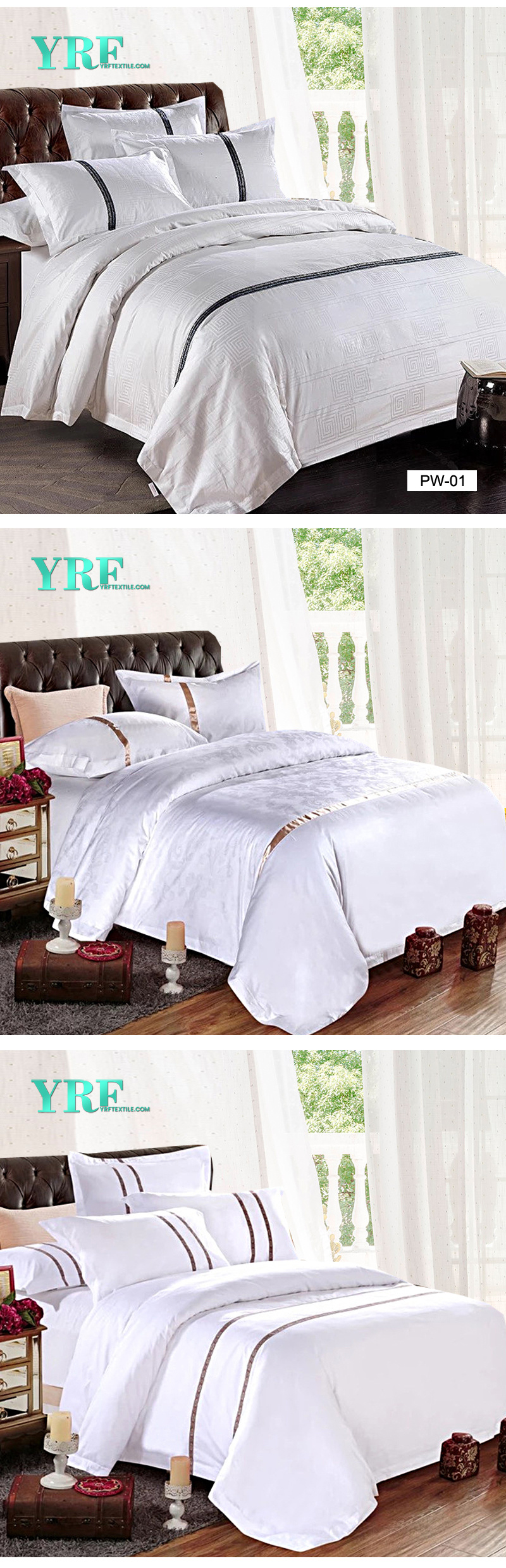 Yrf Soft Hotel Silky Satin Solid Bedding 4-Piece Luxury Duvet Cover Set