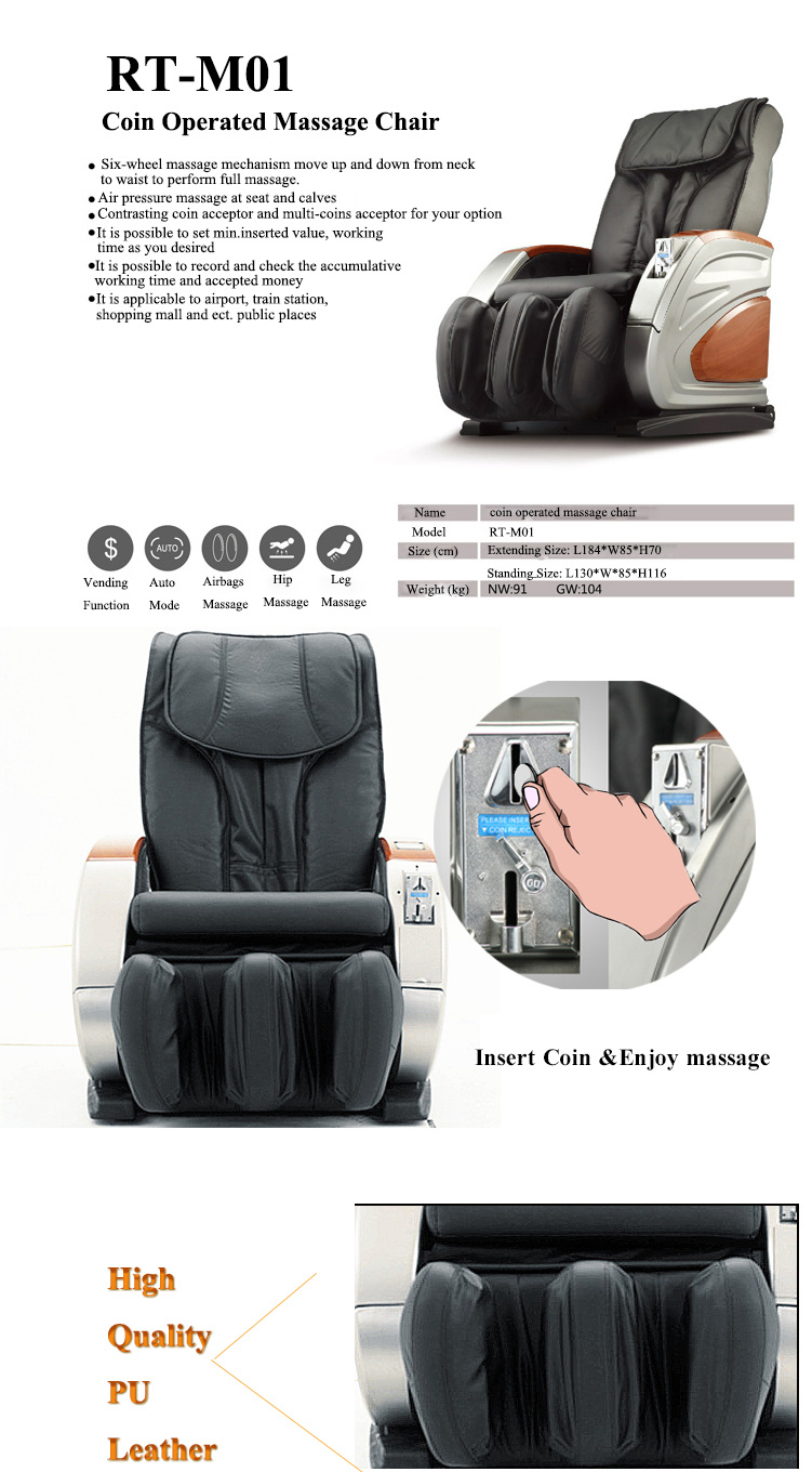 Black Coin Acceptor Vending Massage Chair Cover