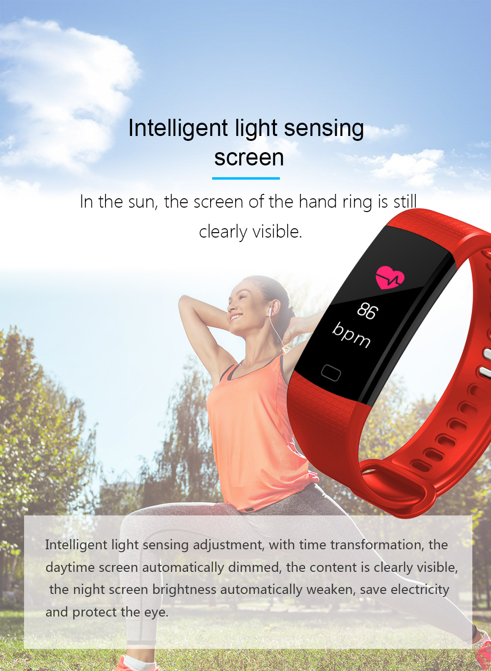 Fashion Smart Sports Watch Touch Screen Waterproof Smart Wristband Bracelet Watch with Heart Rate/Sleep Monitoring/Pedometer/Sedentary Reminder/Blood Pressure