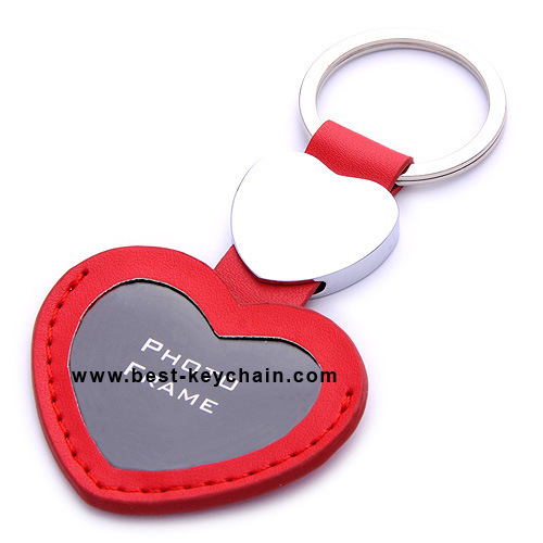 Souvenirs Malaysia Enuine Leather Heart Shape PU Photo Frame Keychain (BK21023A)