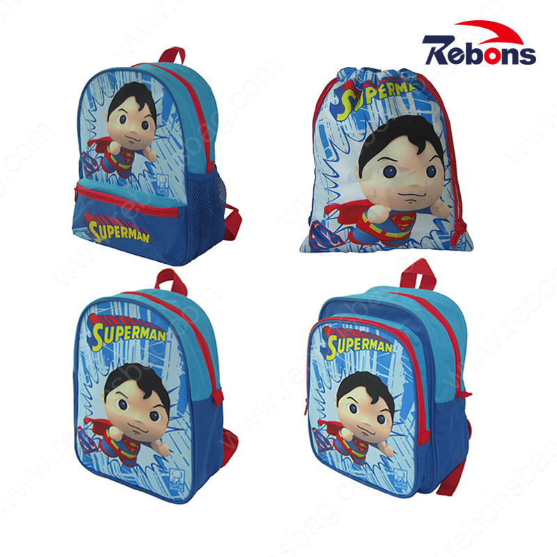 New Factory Price Drawstring Superman Backpacks School Bags for Teenagers
