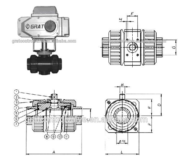 Plastic Waster Water Ball Valve with Electric Actuator