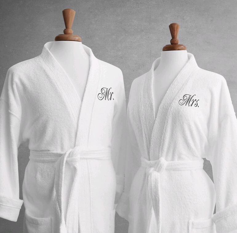 High Quality Luxury Cotton Velvet/Terry Embroidery Logo Couples Bath Robe